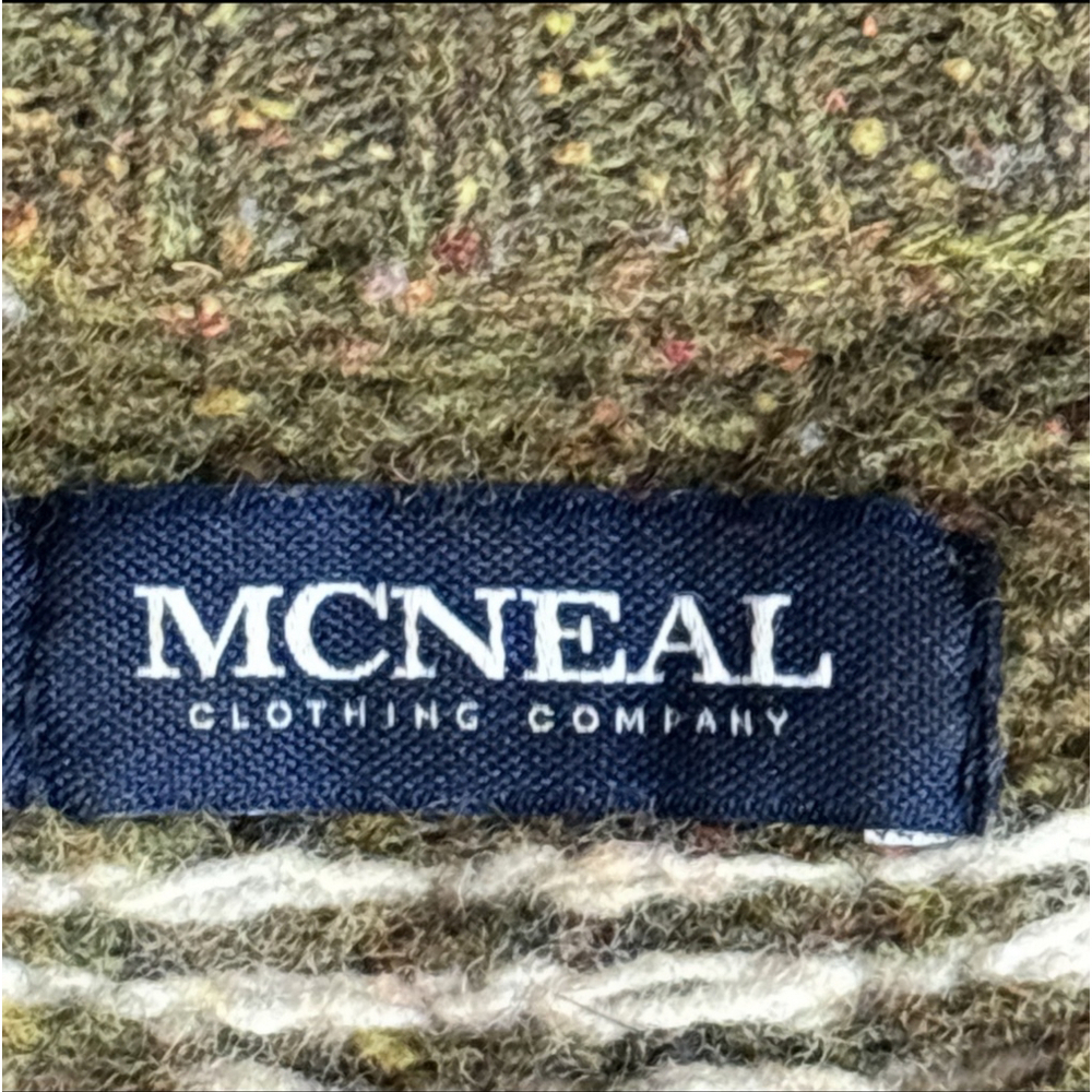 McNeal Lambswool Sweater Men’s Size Medium Green Orange Aztec Fair Isle Crewneck - Picture 11 of 15
